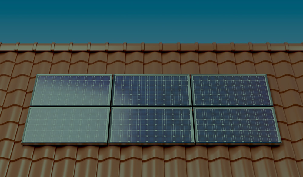 Solar panels on the roof of a house.